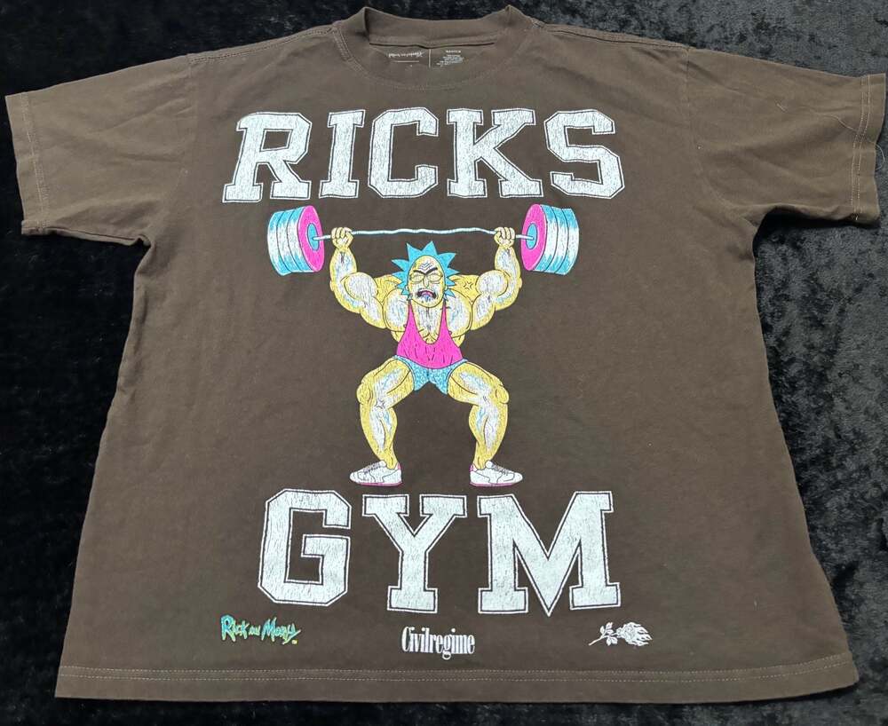 Men Medium Civil Regime Rick and Morty Ricks Gym T-Shirt